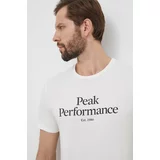 Peak Performance Bombažna kratka majica moški, bela barva