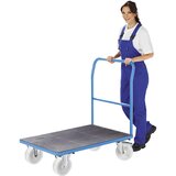 eurokraft pro ploski voziček, cevni potisni ročaj, poliamidna kolesa, dxš 1050 x 700 mm, svetlo modra | Shoptok.si