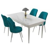 Hanah home nil - white, turquoise whiteturquoise dining table & chairs set (5 pieces) | Eponuda.com
