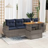  5-dijelna vrtna garnitura od poliratana s jastucima siva u
