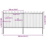  Vrtna ograda s obručem na vrhu Čelik 359x150 cm Crna | shoptok.hr