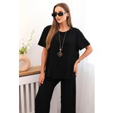 Kesi Włoski Women's set with a loose blouse and wide pants black Cijene