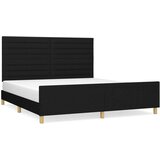  Posteljni okvir z vzglavjem črn 180x200 cm blago, (20905582) | Shoptok.si