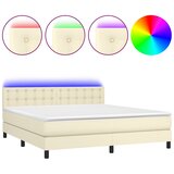  Krevet box spring s madracem LED krem 180x200cm od umjetne kože | shoptok.hr
