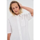 Marisse White Short-Sleeved Collared Shirt | ePonuda.com