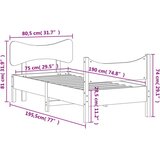  Okvir kreveta s uzglavljem voštano smeđi 75x190 cm od borovine | shoptok.hr