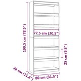 Ormarić za knjige / pregrada bijeli 80x30x199,5 cm od borovine | shoptok.hr