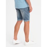 Ombre Men's denim shorts with rolled up leg - light blue | shoptok.hr