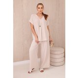 Kesi Włoski Set with necklace blouse + pants beige | shoptok.hr