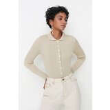 Trendyol Stone Soft Textured Polo Neck Knitwear Cardigan | Shoptok.si