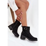 Boto Insulated Women's Ankle Boots Low Heel Block with Buckle Black Helvina Cene
