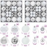  Set božićnih kuglica 88 kom. srebrna i bijela &amp;Oslash; 6 cm Plastika Slike