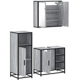  3-dijelni set kupaonskog namještaja siva boja hrasta drveni | shoptok.hr