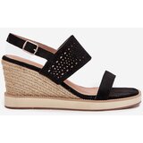 Boto Ladies Openwork Wedge Sandals Black Zolira | ePonuda.com
