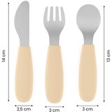 Petite&Mars Komplet jedilnega pribora iz nerjavečega jekla s silikonskim ročajem 12 m+ Take&Match, Desert Sand | Shoptok.si