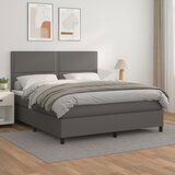 Maison Chic Box spring postelja - Vzmetna postelja z vzmetnico siva 180x200 cm umetno usnje SL14801, (21900242) | Shoptok.si