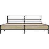  Posteljni okvir sonoma hrast 200x200 cm inž. les in kovina | Shoptok.si