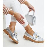 Gemre Silver Loafers with Decorative Safety Pin Bogumila | Shoptok.si