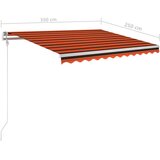 vidaXL Ročno zložljiva tenda z LED lučmi 3,5x2,5 m oranžna in rjava | Shoptok.si