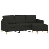  Trosjed s tabureom crni 180 cm od tkanine | shoptok.hr