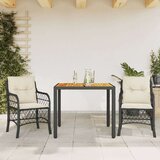  Bistro garnitura 3-delna z blazinami črn poli ratan Cene