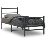vidaXL Kovinski posteljni okvir z vzglavjem in vznožjem črn 80x200 cm | Shoptok.si