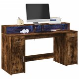 Furnova Pisalna miza z LED lučkami dimljeni hrast 160x55x91 cm inž. les, (21925360) Cene