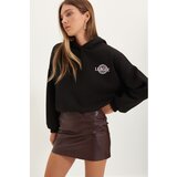 Trendyol Black Back Print Detail Hooded Knitted Raised Sweatshirt | Shoptok.si
