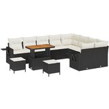 vidaXL Vrtna sedežna garnitura s 12 kosi, črna poli ratan acacia, 3-delna vrtna jedilna garnitura s blazinami, črna poli ratan acacia | Shoptok.si