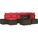  Sjedeća garnitura za vrt s jastukom 7 pcs Smeđe-crvena | shoptok.hr