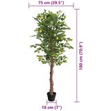  Umjetno stablo limuna s 3 debla zeleno 180 cm PP | shoptok.hr