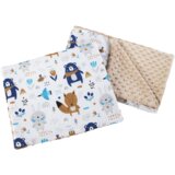 Medi Partners Quilt 55x75 + pillow 35x30 cotton + minky – Animals in the forest + beige minky Cene