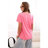Kesi Włoski Women's cotton blouse with V-neckline and short sleeves pink | shoptok.hr