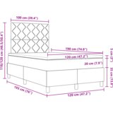  Krevet s uzdužnom oprugom i madracem Tamno siva Mala dvostruka baršun | shoptok.hr