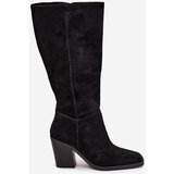 Zazoo Suede Thigh High Boots With Zipper Black Lissara | shoptok.hr