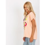 Fashion Hunters Peach blouse with a print and short sleeves Cene