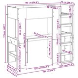  Postelja na podstrešju z mizo Dimljeni oreh 75 x 190 cm, (5000137047) | Shoptok.si