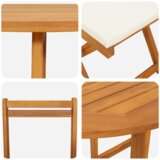 vidaXL 3-dijelni sklopski bistro set s jastučićima od čvrstog bagremovog drveta | shoptok.hr