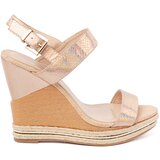 Shelvt Women's wedge sandals in rose gold Cene