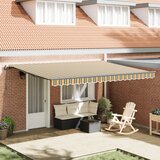 vidaXL Ročna retraktibilna tenda zelena in rumena 450x300 cm, Tenda za zamenjavo tkanine za okvir 4,5x3 m zelena in rumena Cene
