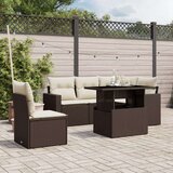  6-dijelni set vrtnih sofa od poliratana s jastucima smeđi | shoptok.hr