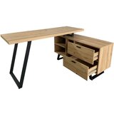 MID.YOU kotna pisalna miza kovina, leseni material črna, barve hrasta | Shoptok.si