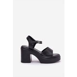 Boto Ladies sandals on chunky heel and platform made of eco leather black Korlevia | shoptok.hr