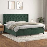  Box spring postelja z vzmetnico temno zelena 200x200 cm žamet, (20761305) | Shoptok.si