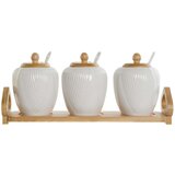 Zdjela za Šećer DKD Home Decor Bijela Prirodno Bambus Porculan 31 x 9 x 7 cm 4 Dijelovi | shoptok.hr