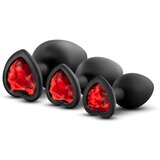 SuperLove Heart Jewel Silicone Butt Plugs Training Kit Black-Red | Shoptok.si