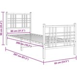  Metalni okvir kreveta uzglavlje i podnožje crni 80x200 cm | shoptok.hr