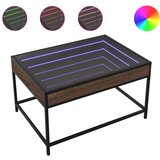 vidaXL Klubska mizica z neskončnimi LED rjavi hrast 70x50x41 cm Cene