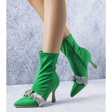 Gemre Green ankle boots embellished with rhinestones Caisse | Shoptok.si