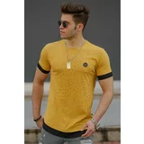 Madmext Men's Yellow Ripped Detail T-Shirt 4489